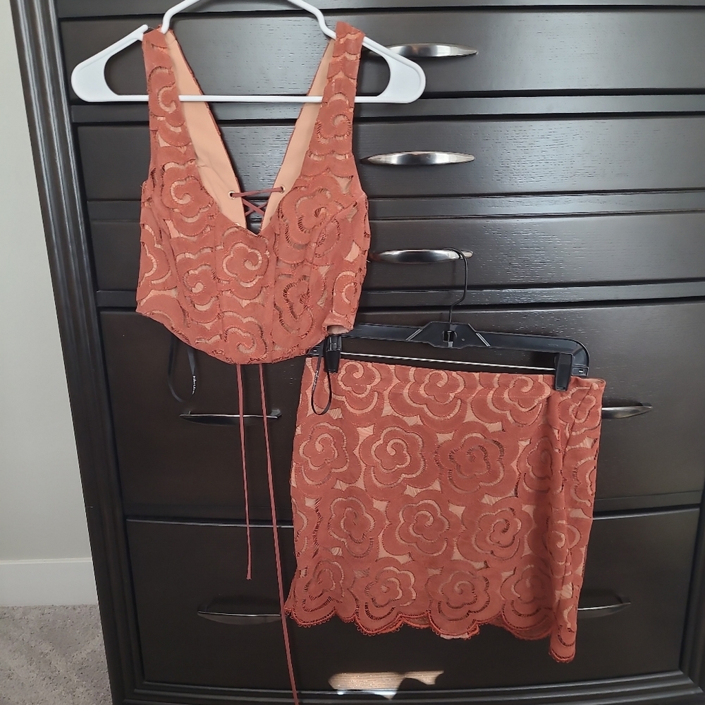 For Love and Lemons Corset Top and Mini Skirt